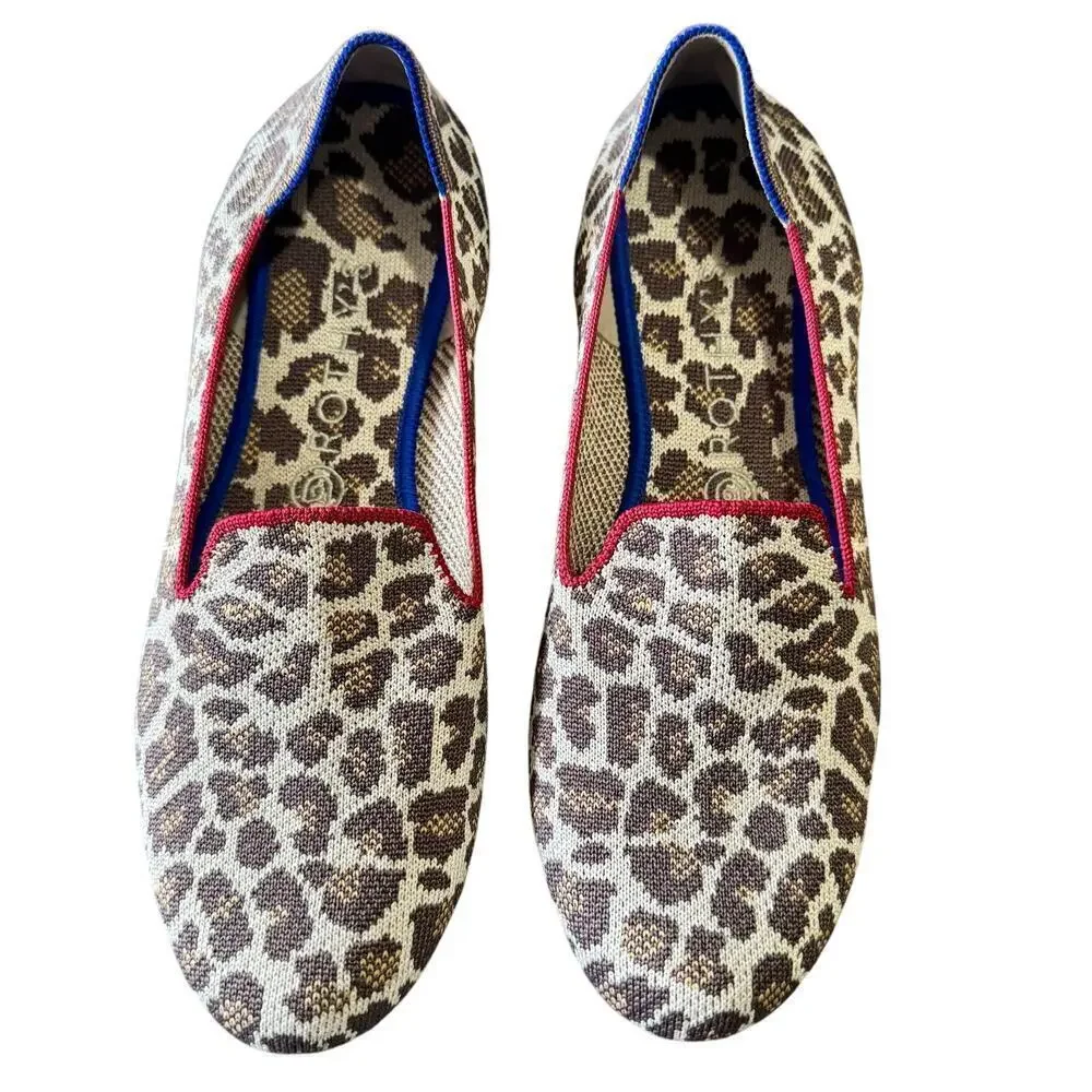 Rothy's Flats Size 10 The Loafer in Mocha Spot Leopard Slip On Mobwife Edgy
